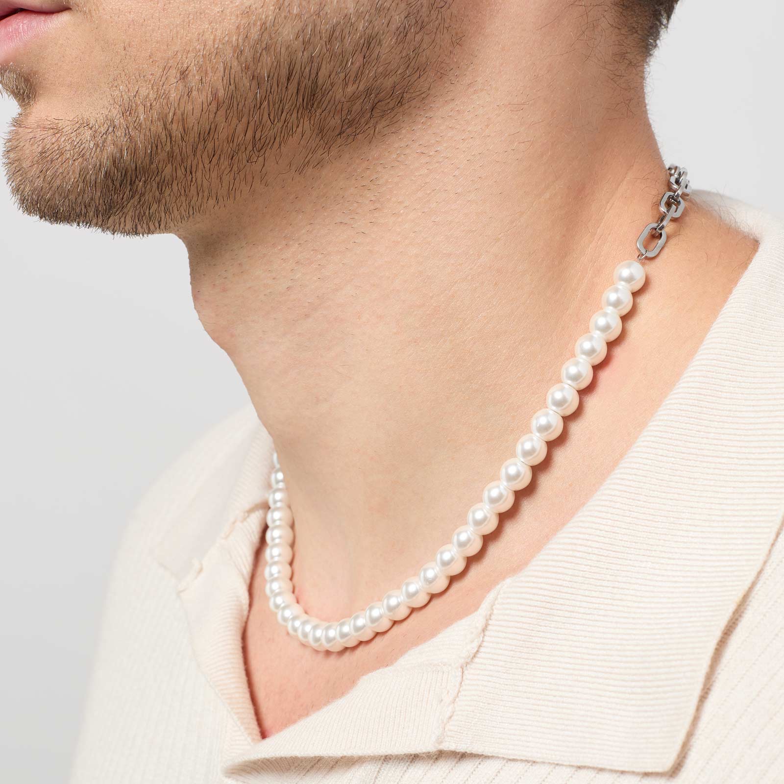 Halsband med pärlor & kedja - 50 cm