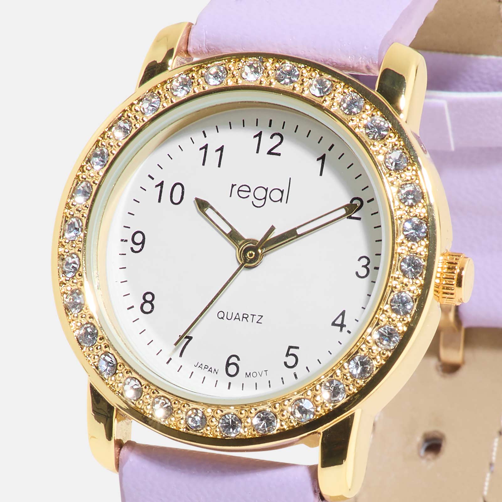 Regal barnklocka - set med armband, guld/ljuslila, 28 mm