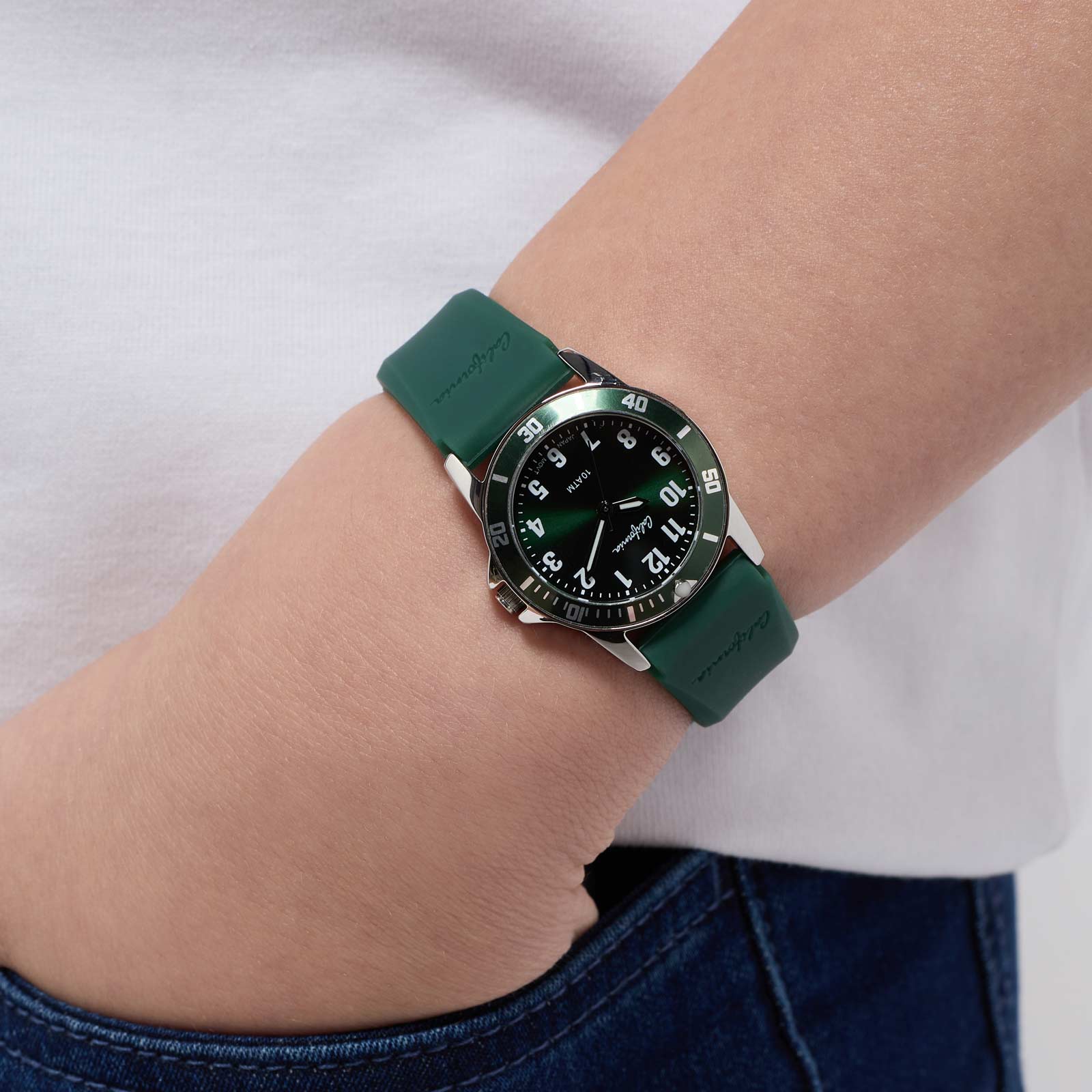 California barnklocka - gummiband, grön 30 mm