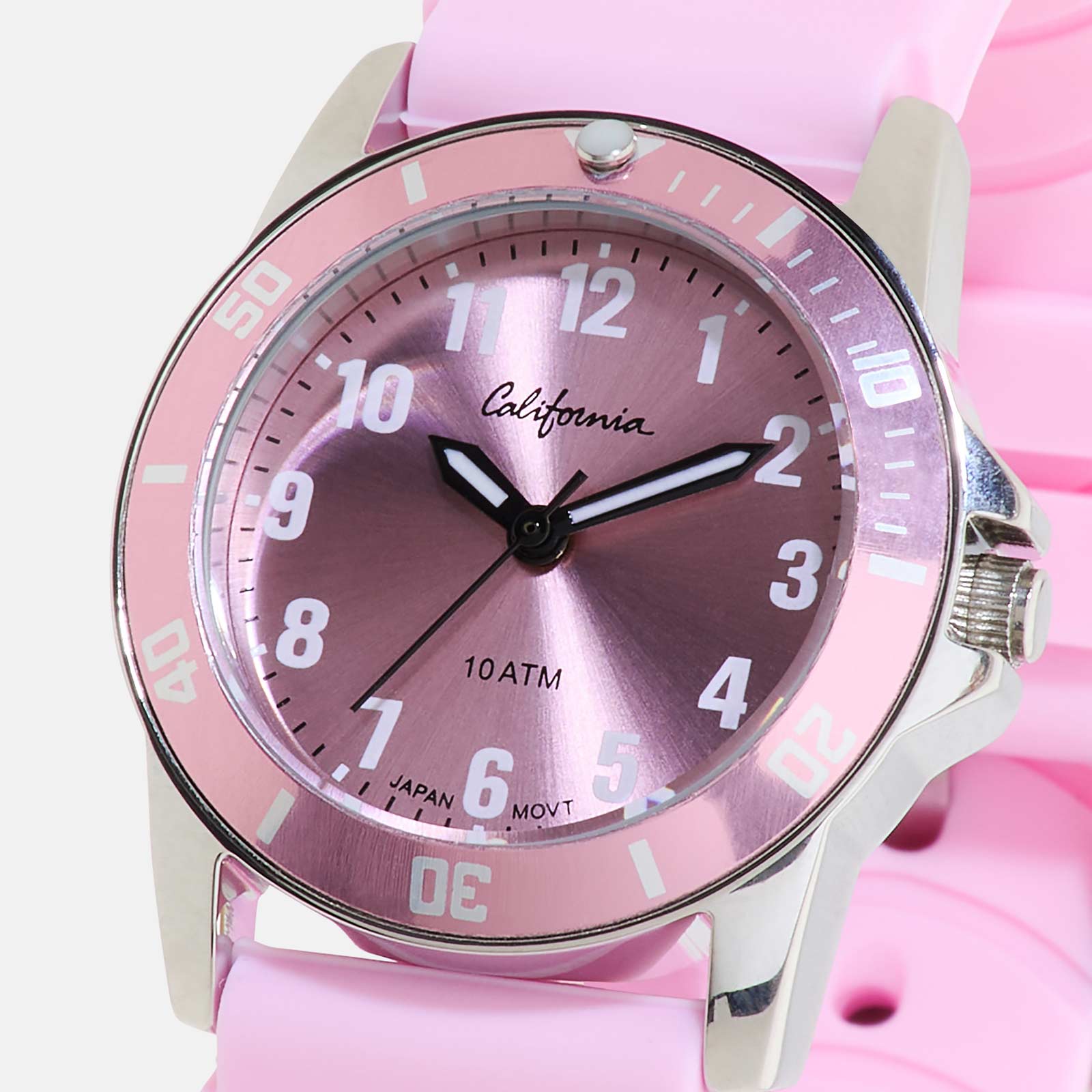 California barnklocka - gummiband, ljusrosa, 30 mm