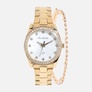 Moretime damklocka - set med armband, guld/vit, 30 mm
