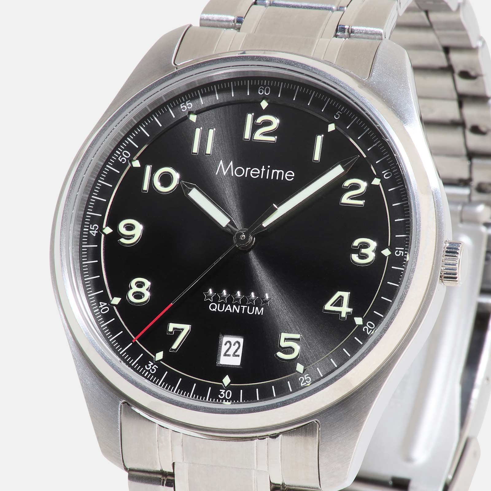 Moretime herrklocka - set med läderband, silver/svart, 40 mm