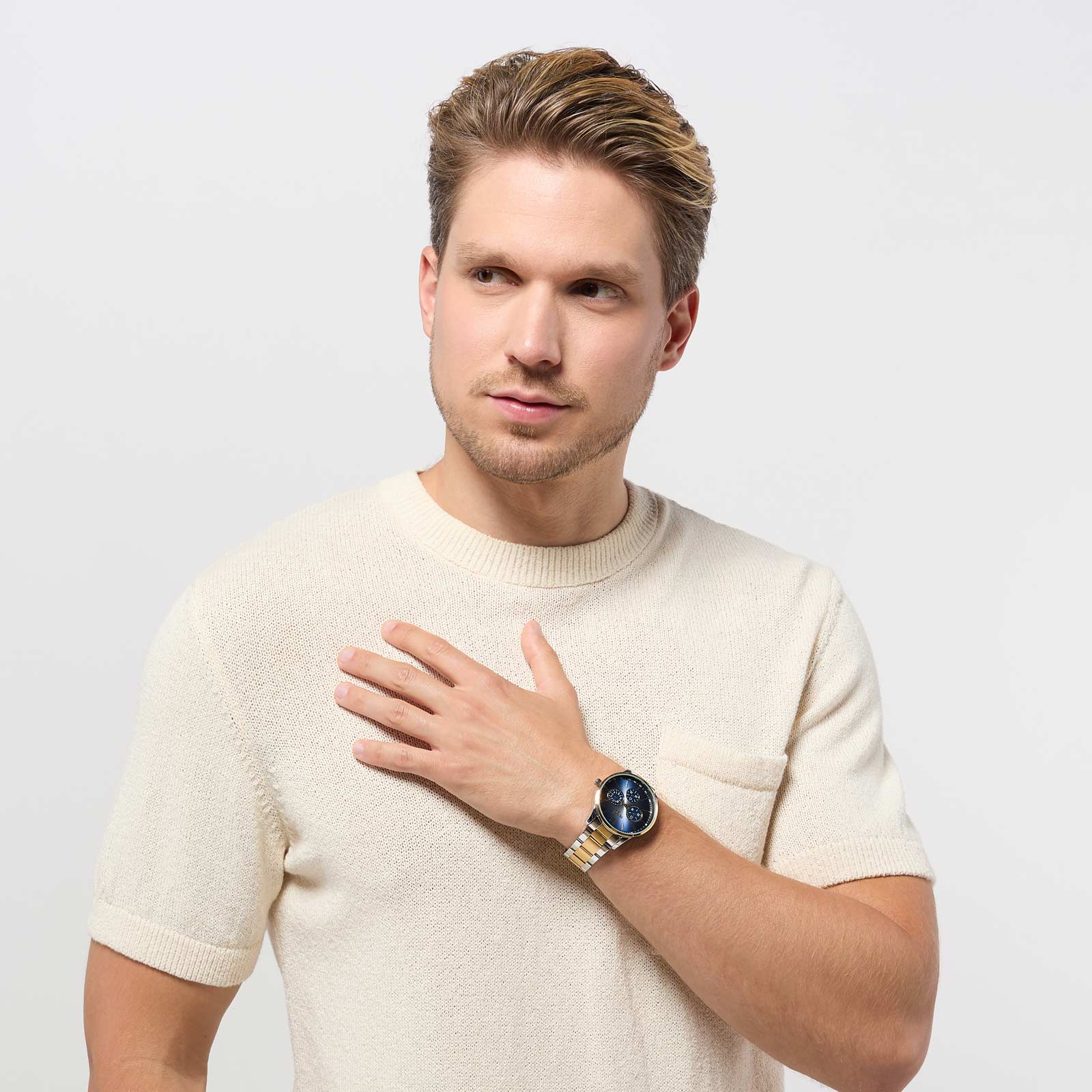 Regal herrklocka -  metallband, bicolor/blå, 42mm