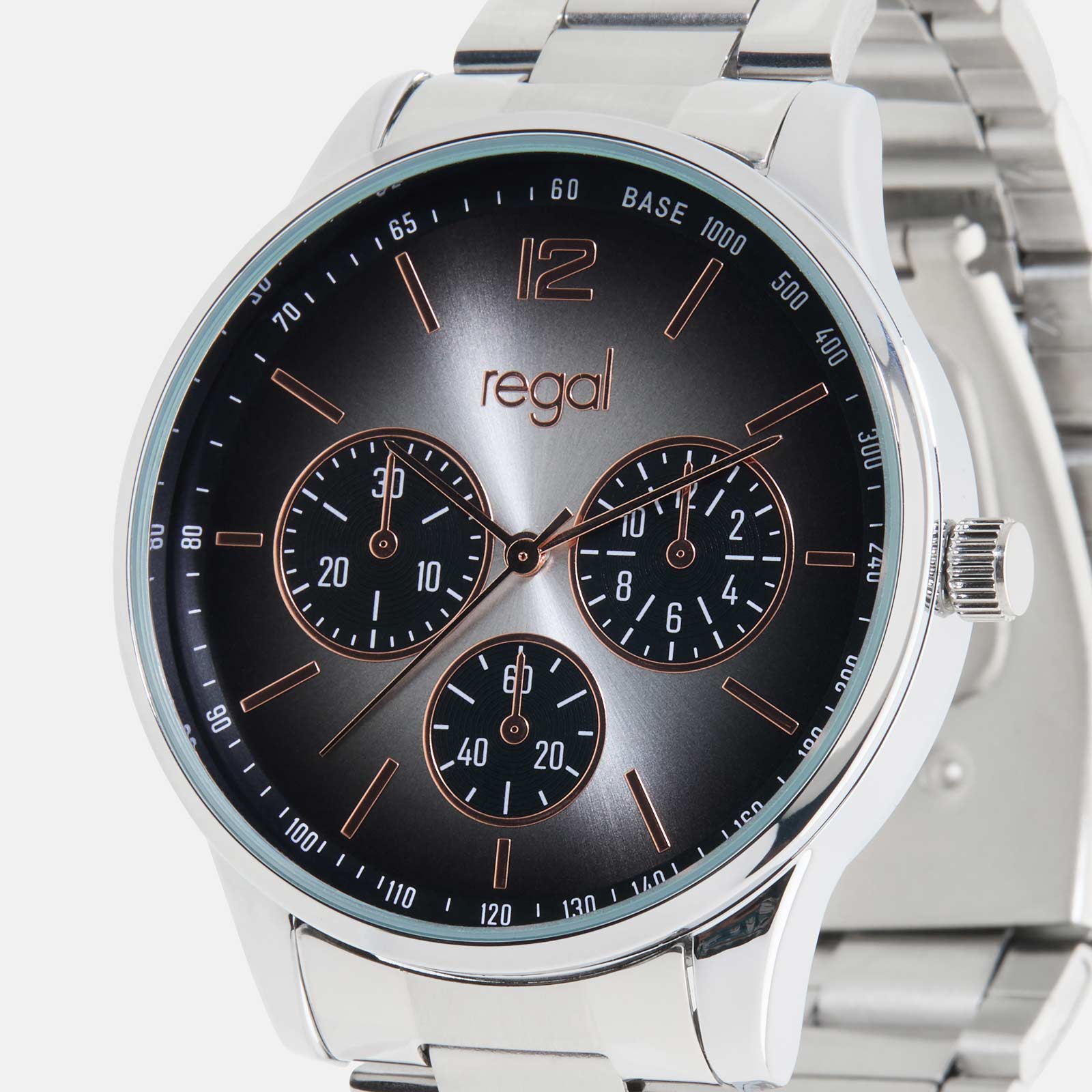 Regal herrklocka -  metallband, silverton/grå, 42mm