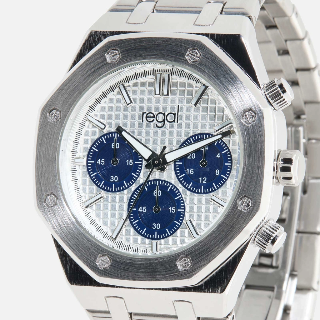 Regal herrklocka -  metallband, silverton/vit, 42mm