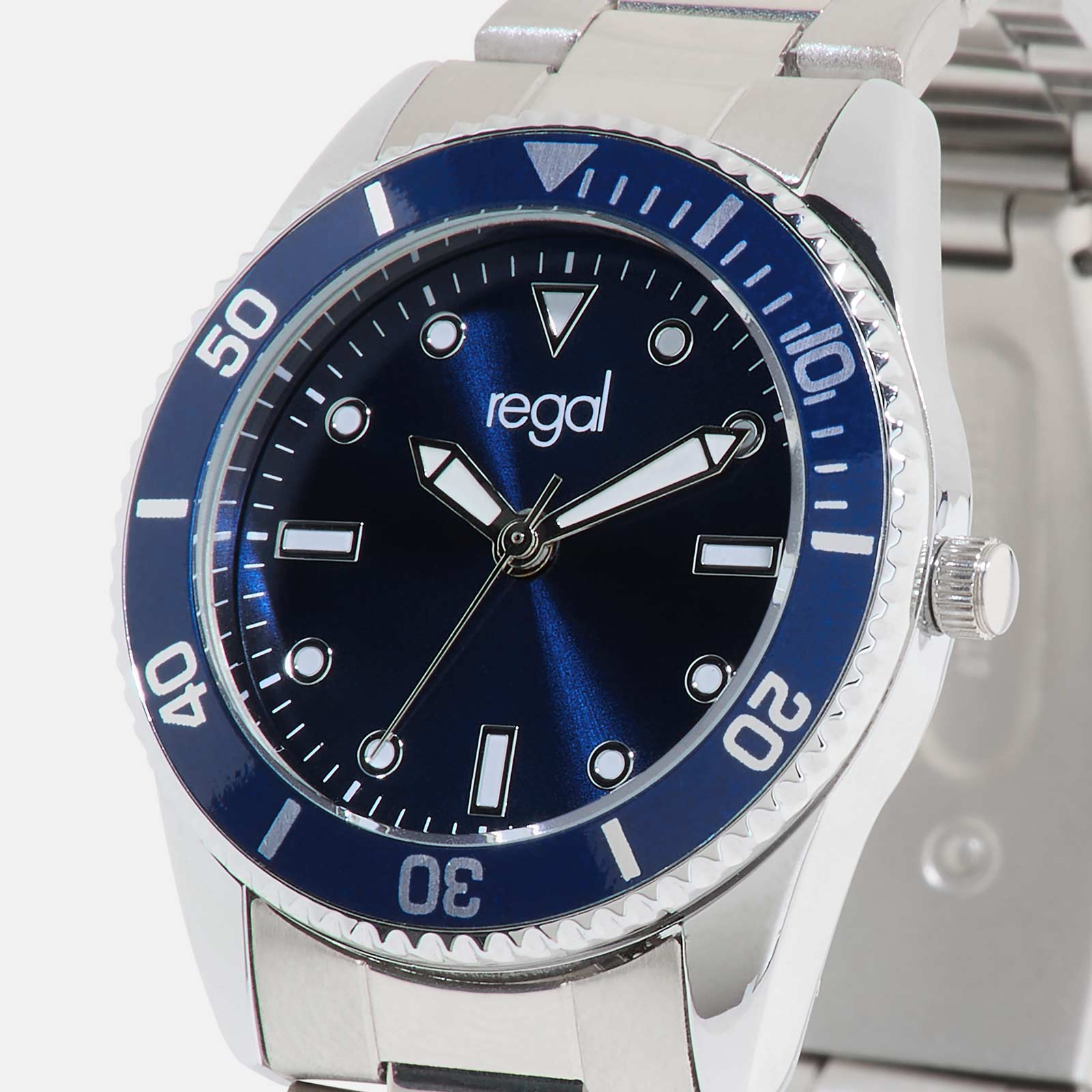 Regal barnklocka - metallband, silver/blå, 30 mm