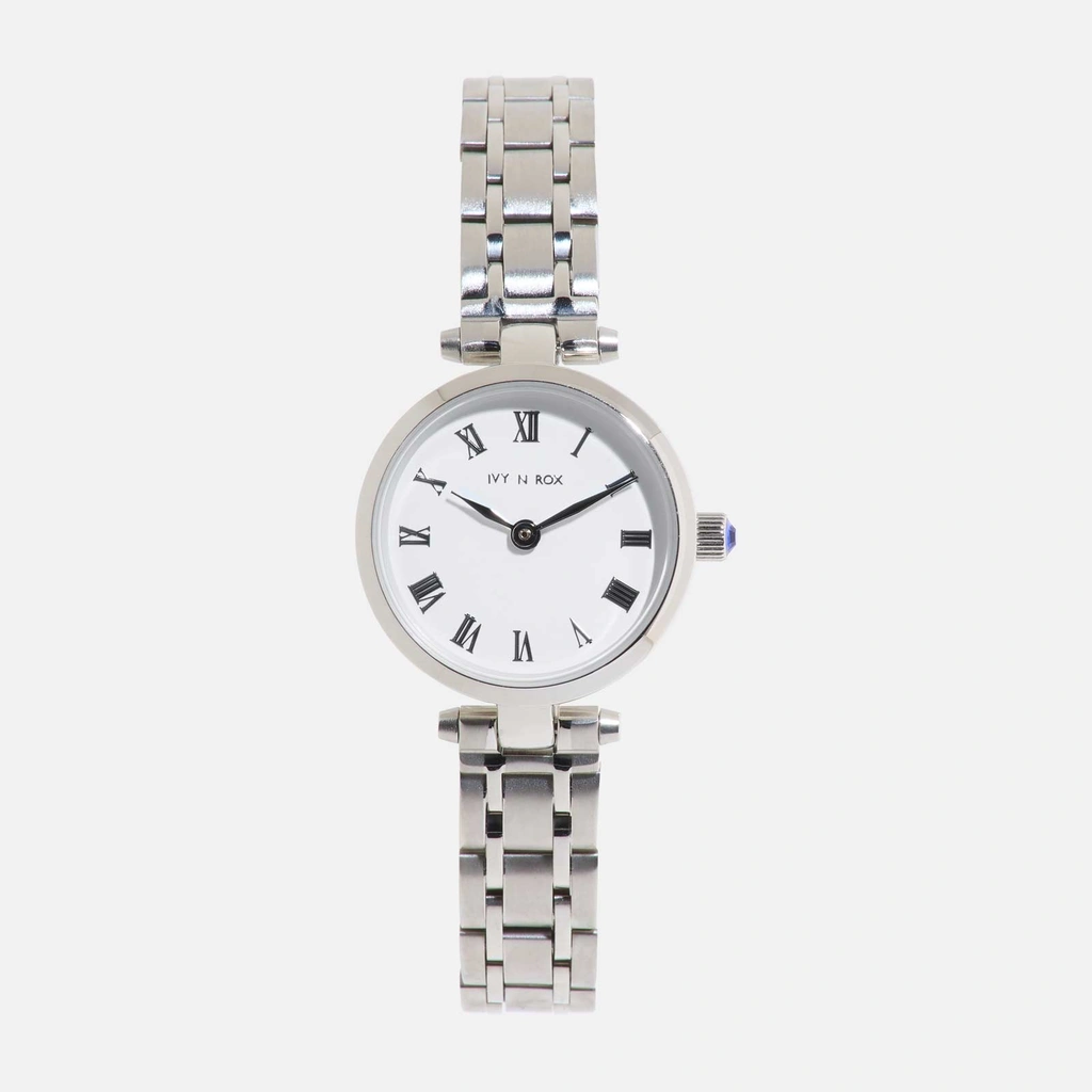 Ivy n Rox Timeless damklocka - rund, silver/vit, 24 mm