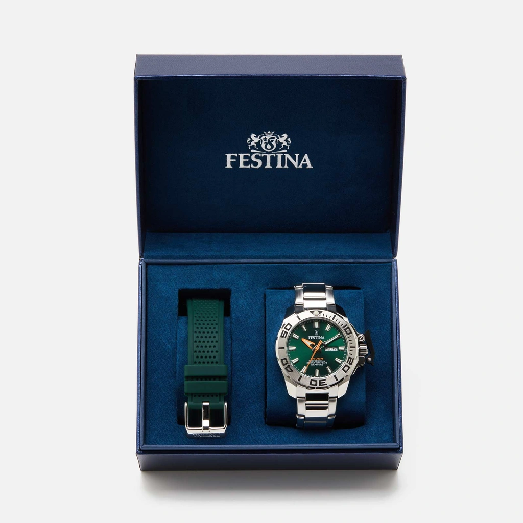 Festina F20665/2 Diver - herrklocka, stål/grön, 46mm