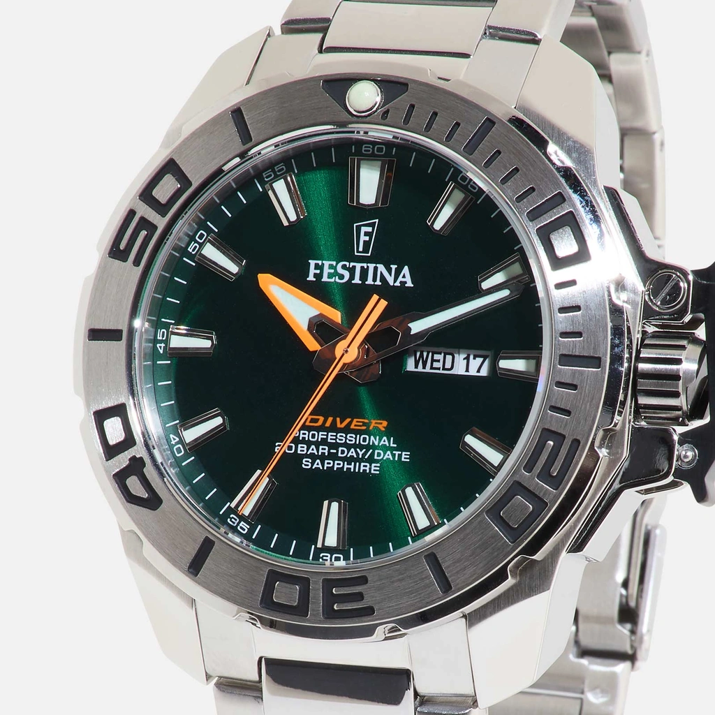Festina F20665/2 Diver - herrklocka, stål/grön, 46mm
