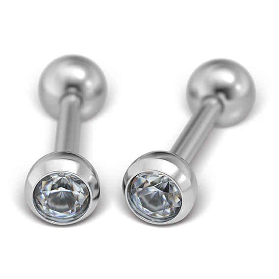 STUDEX - 1st örhänge kirurgiskt stål, barbell stenar