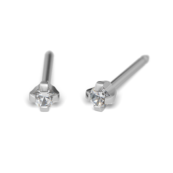 STUDEX - 1st örhänge kirurgiskt stål, Kubisk Zirkonia 2mm