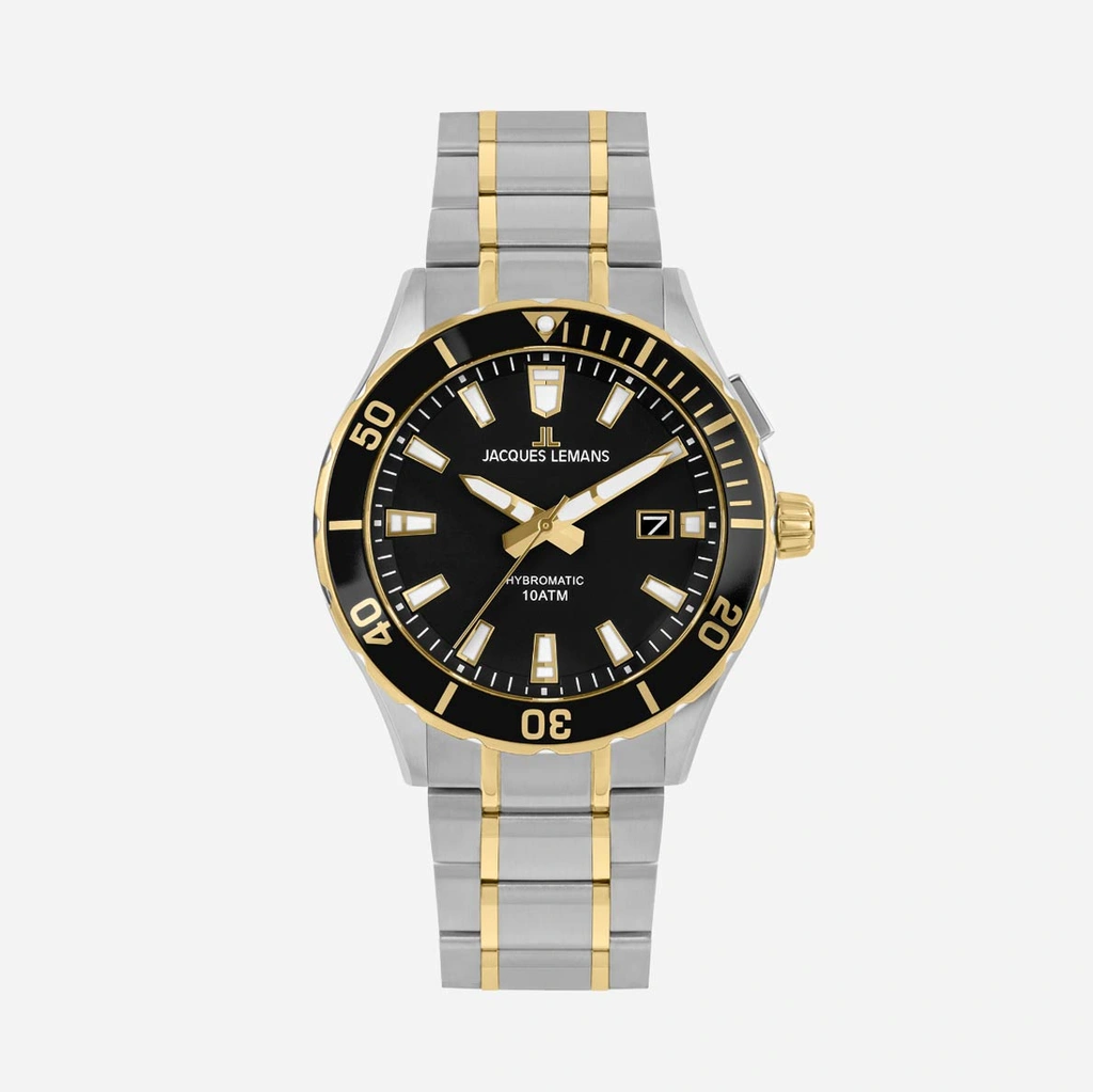 Jacques Lemans Hybromatic - herrklocka, stål/bicolor, 43mm