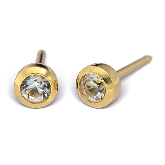 STUDEX - 1st örhänge 18k guld, kristall, 3mm