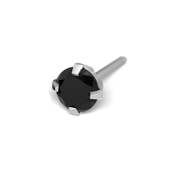 STUDEX - 1st örhänge kirurgiskt stål, svart Kubisk Zirkonia 4mm