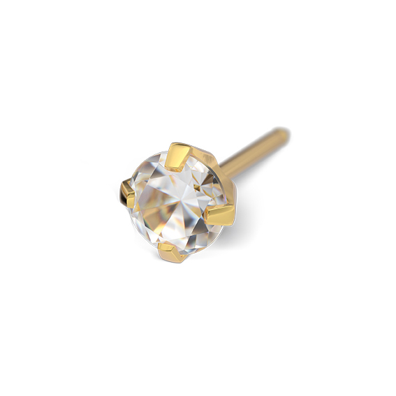 STUDEX - 1st guldpläterat örhänge, kloinfattad Kubisk Zirkonia 4mm
