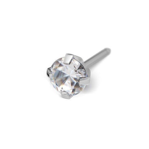STUDEX - 1st örhänge kirurgiskt stål, Kubisk Zirkonia 4mm