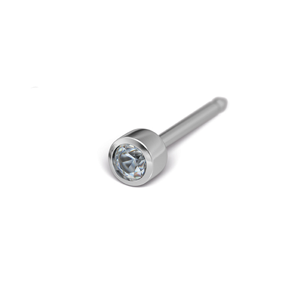 STUDEX - 1st örhänge kirurgiskt stål, bezelinf. Kubisk Zirkonia 2mm