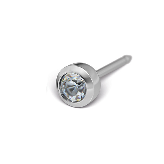 STUDEX - 1st örhänge kirurgiskt stål, bezelinf. Kubisk Zirkonia 3mm