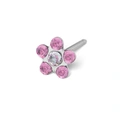 STUDEX - 1st örhänge 9k vitguld, blomma, kristall, 5mm