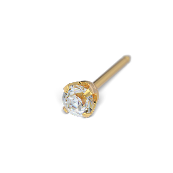 STUDEX - 1st örhänge 9k guld, Kubisk Zirkonia, 3mm