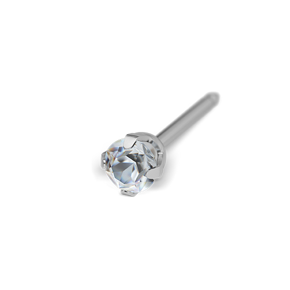 STUDEX - 1st örhänge stål, Kubisk Zirkonia 3mm extra lång