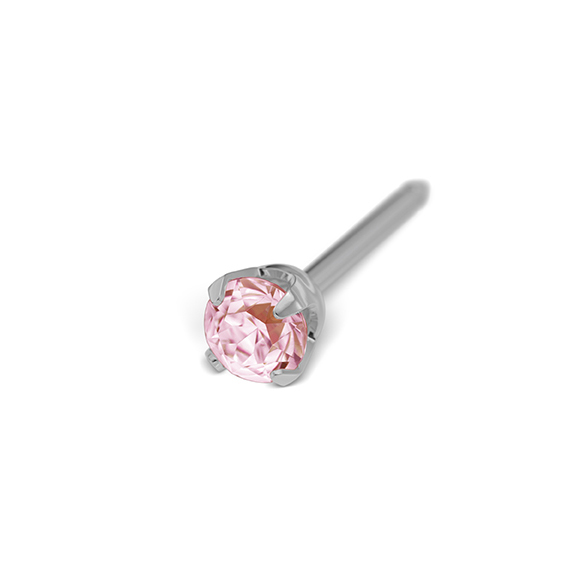 STUDEX - 1st örhänge kirurgiskt stål, rosa Kubisk Zirkonia 3mm
