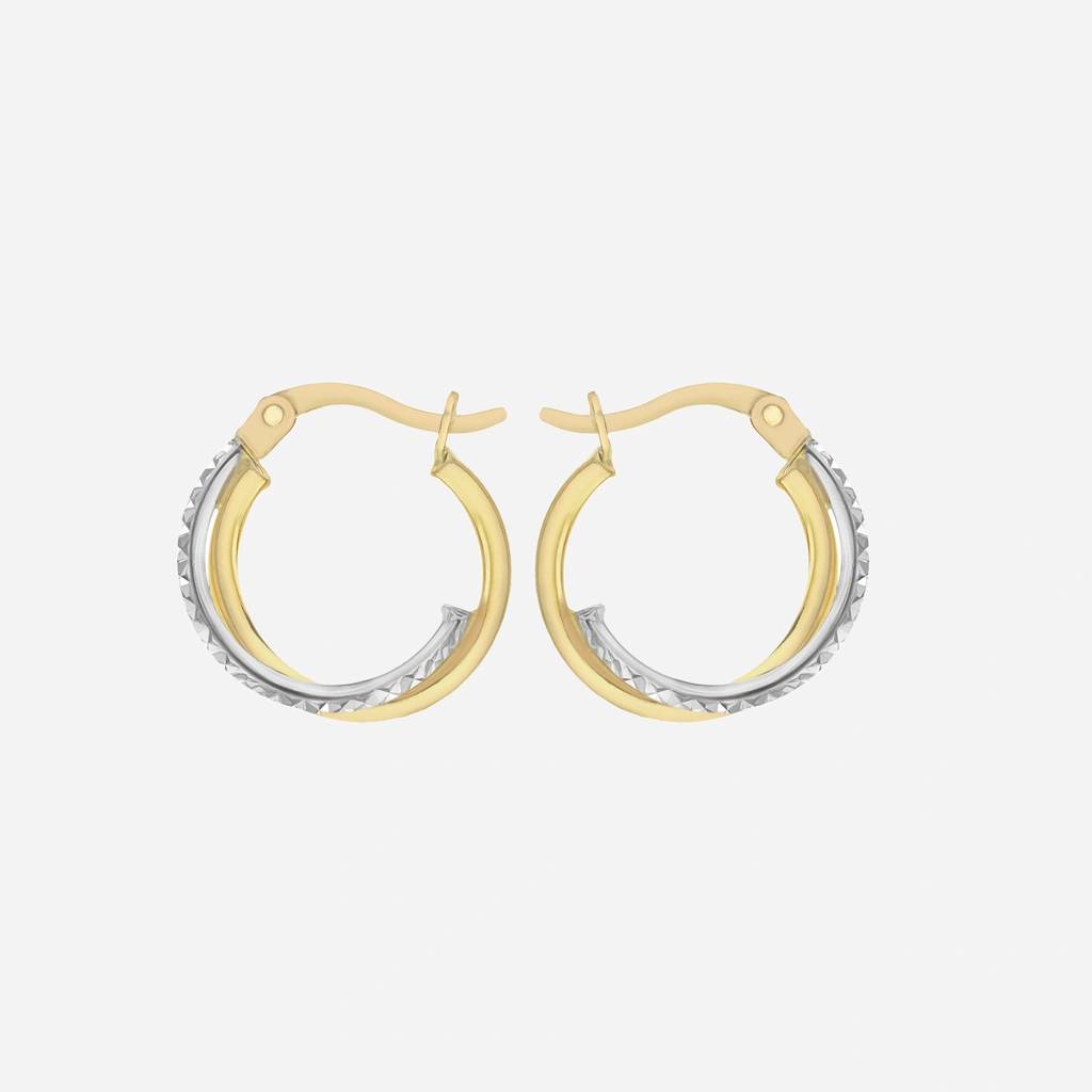 Örhängen 9k guld - Creoler bicolor 16 mm