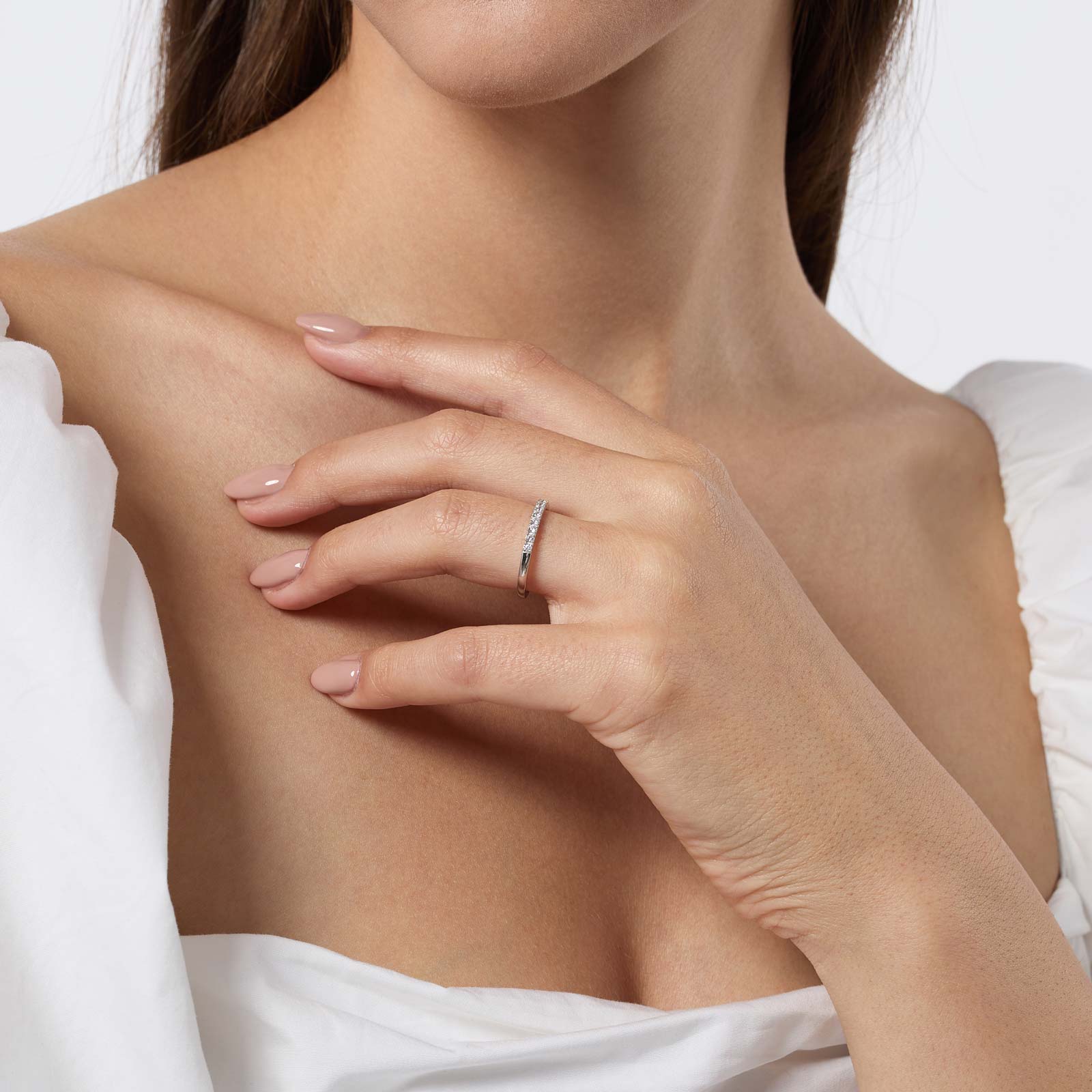Alliansring Jennie - 18k vitguld, labbodlade diamanter, 0,3ct