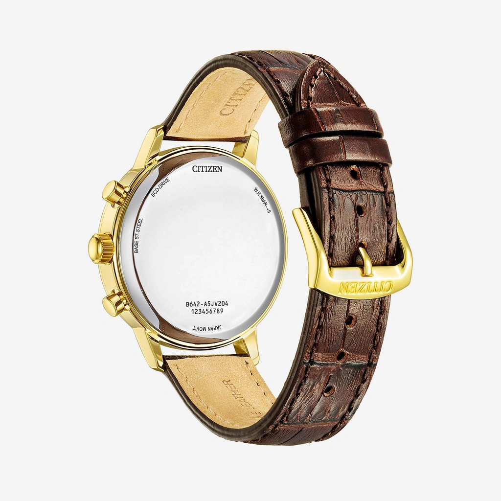 Citizen Kronograf Eco-Drive herr, guld/vit - CA7062-15A
