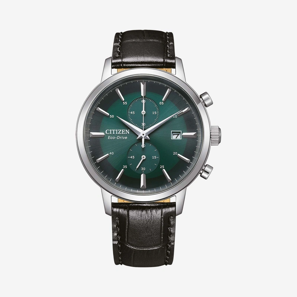 Citizen Kronograf Eco-Drive herr, silver/grön - CA7069-24X