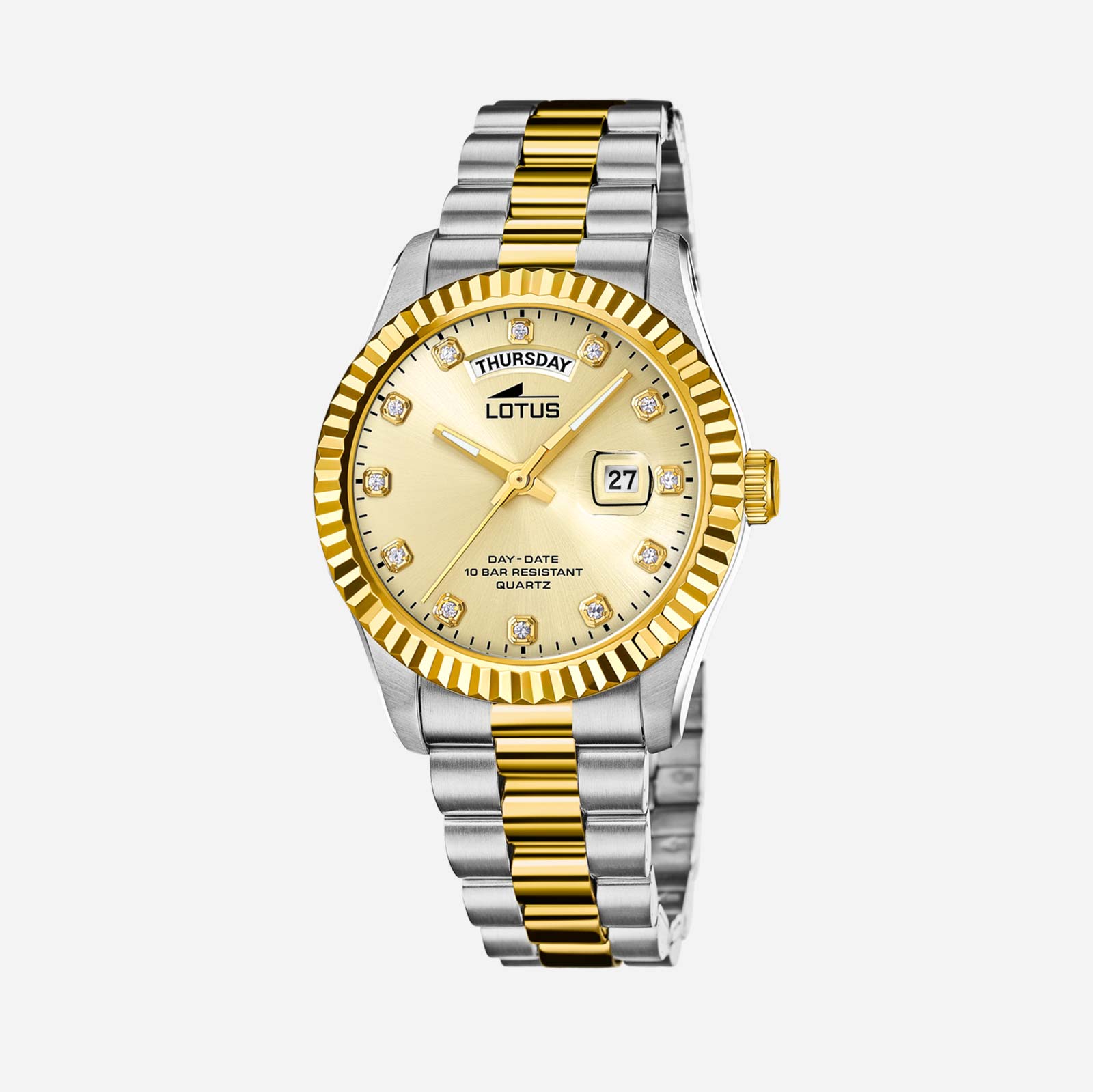 Lotus herrklocka -  dag/datum, bicolor/beige, 41,5 mm