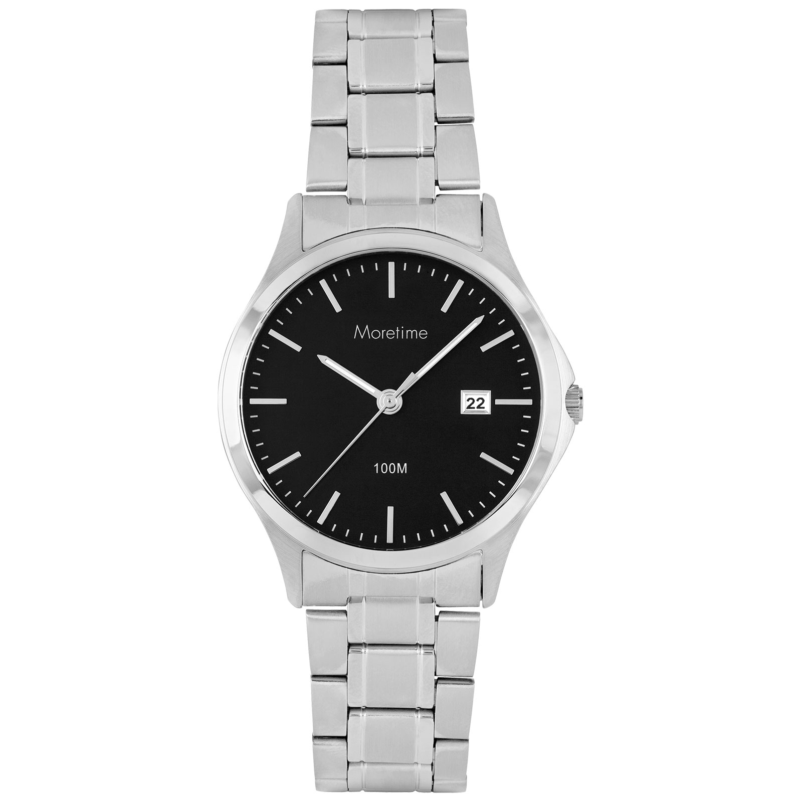 Moretime herrklocka - metallband, silver/svart, 39 mm