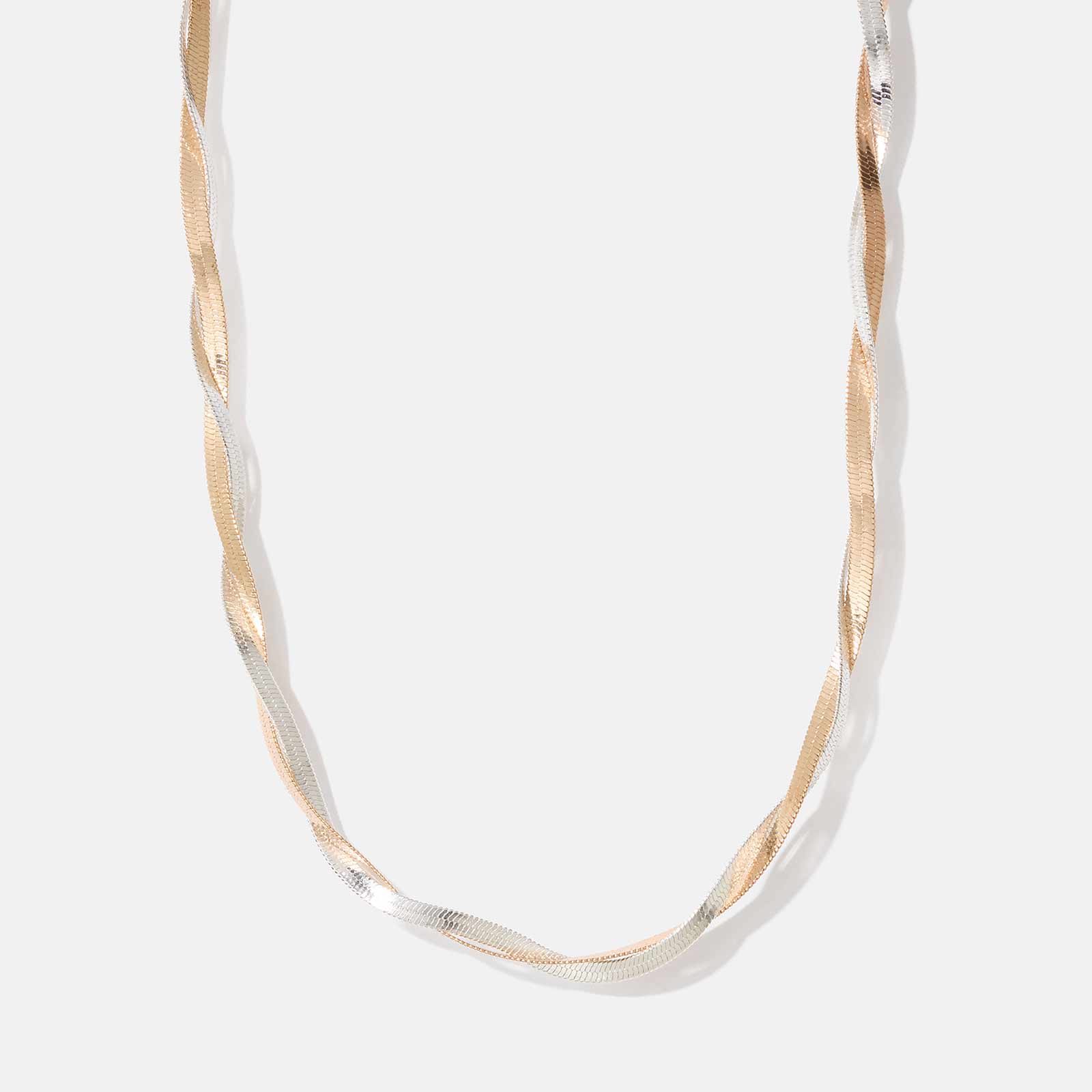 Bicolor halsband - dubbel vriden platt länk, 37+6cm