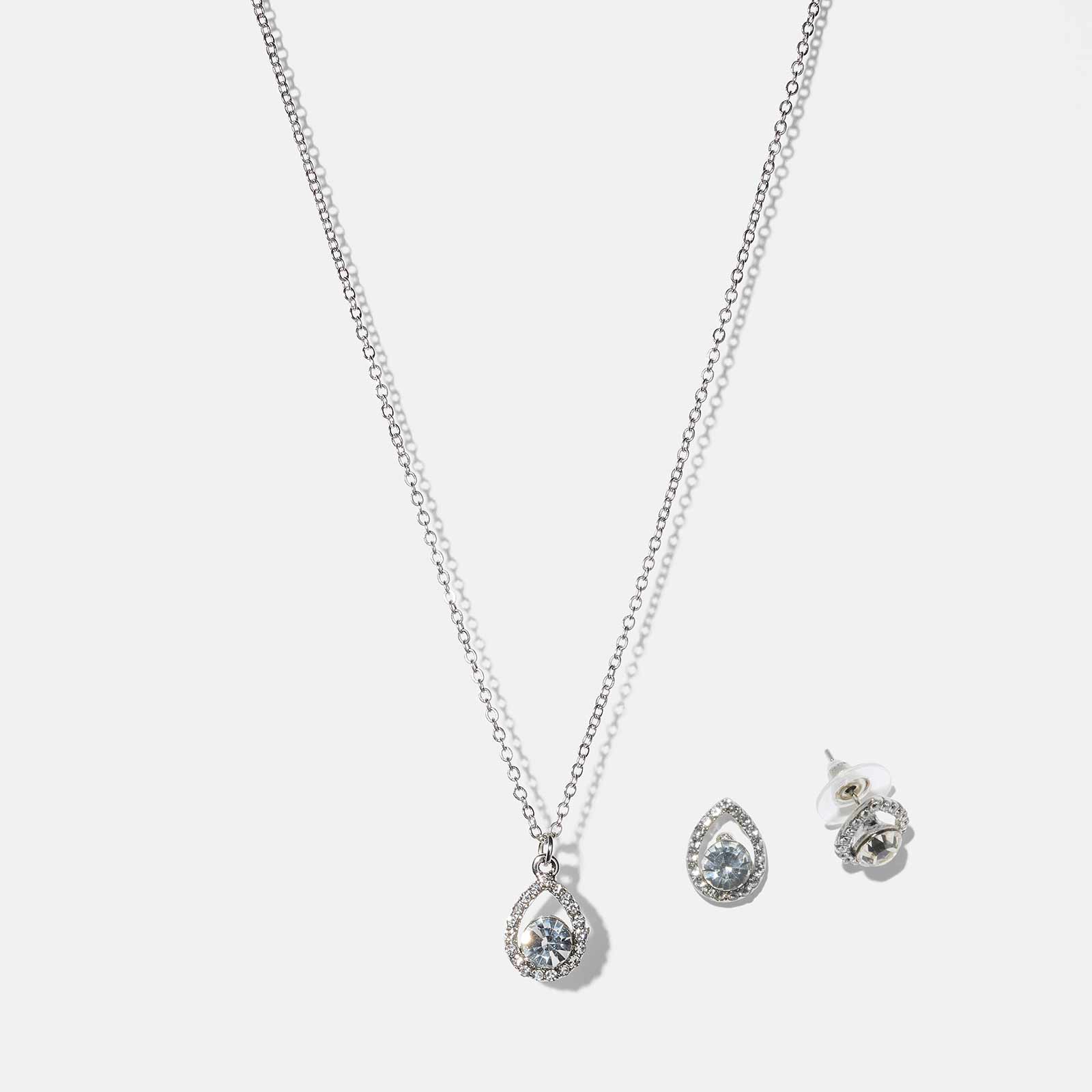 Silverfärgat smyckeset - droppar
