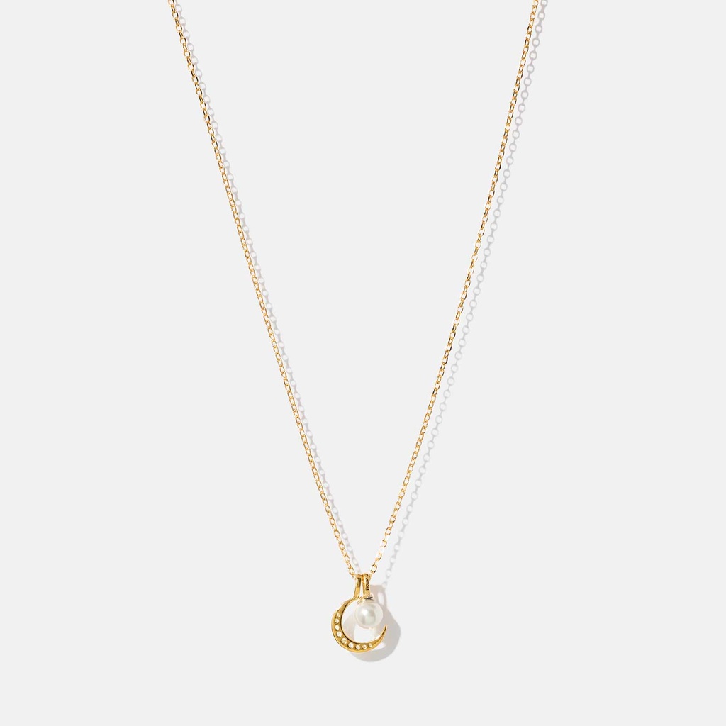 Guldpläterat halsband i äkta silver - måne & Shell Pearl