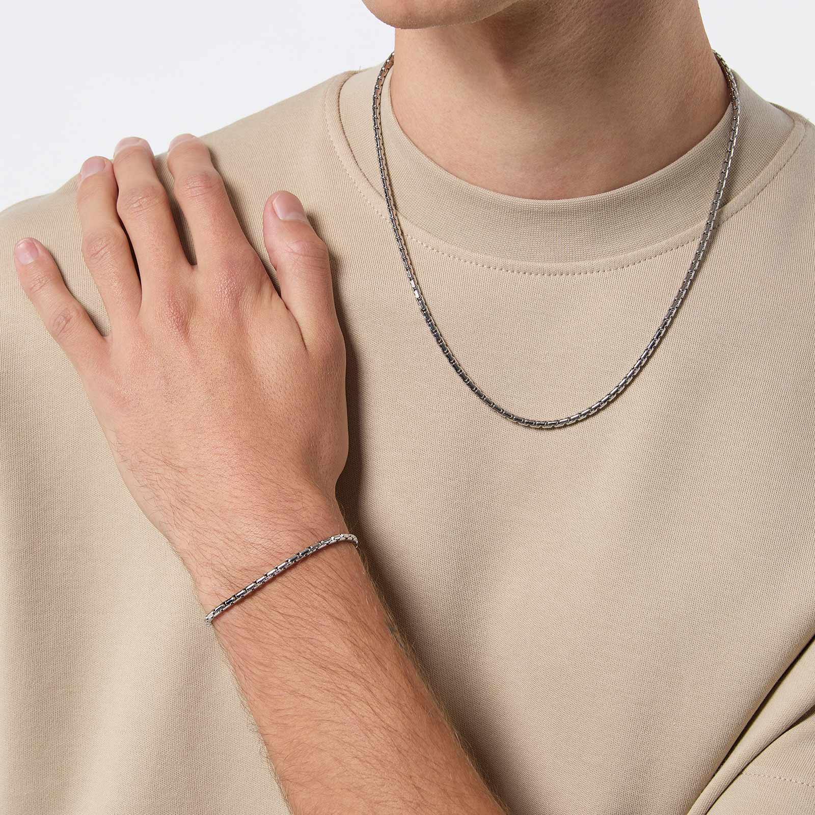 Smyckeset för herr - stål, armband & halsband
