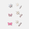 Silverörhängen för barn - 3-pack, blommor & fjäril