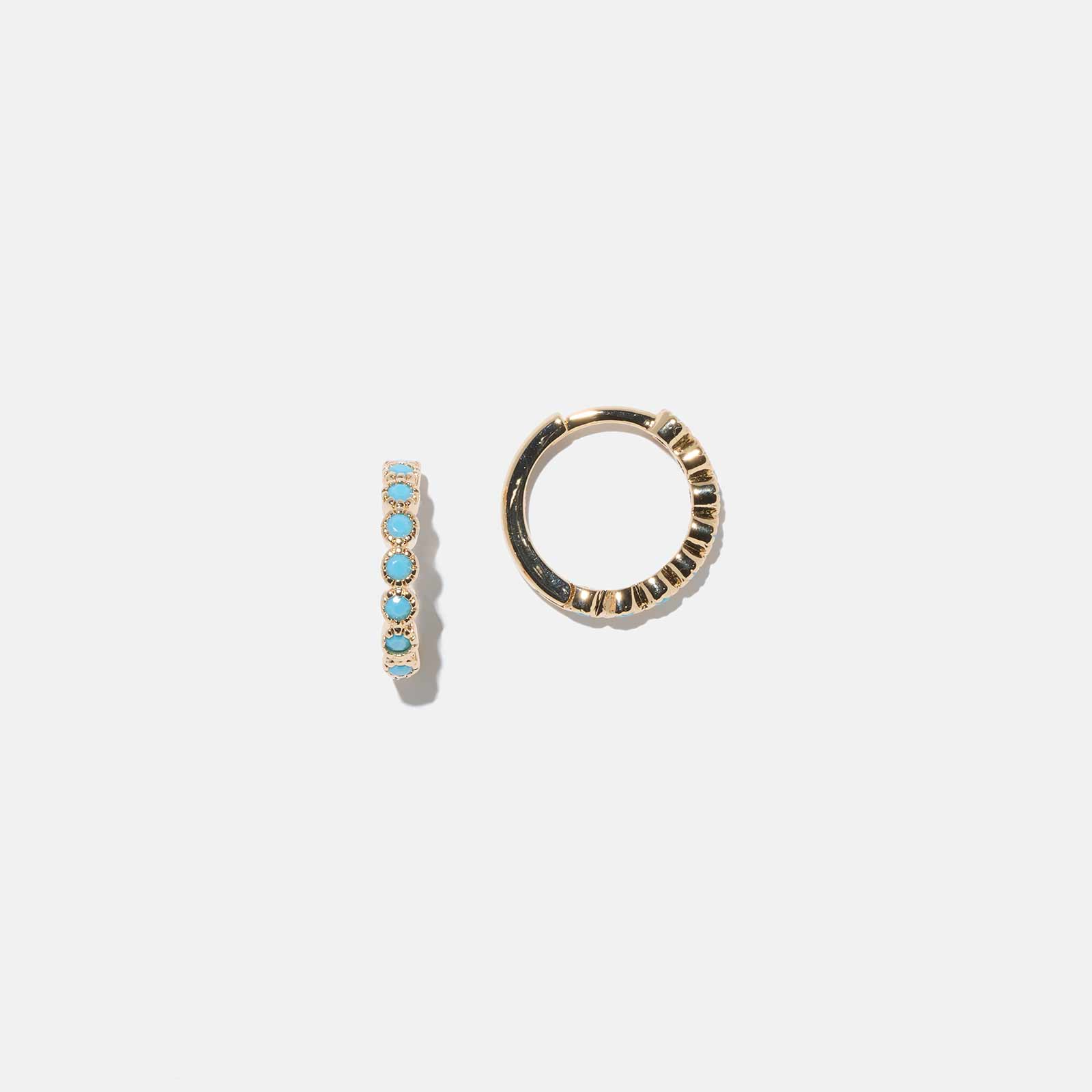 18k guldpläterade örhängen - hoops, blå stenar 12mm