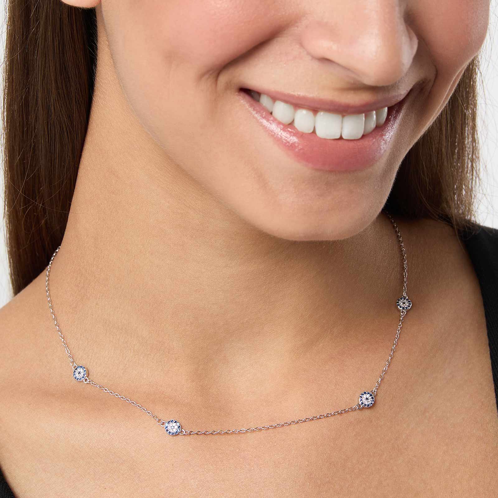 Halsband i äkta silver - fyra cirklar, 40+5cm