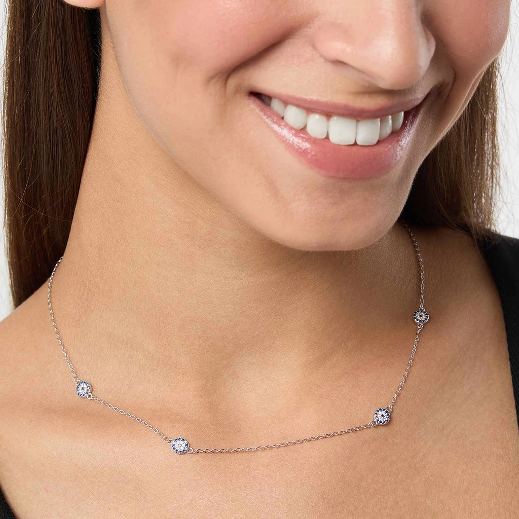 Halsband i äkta silver - fyra cirklar, 40+5cm