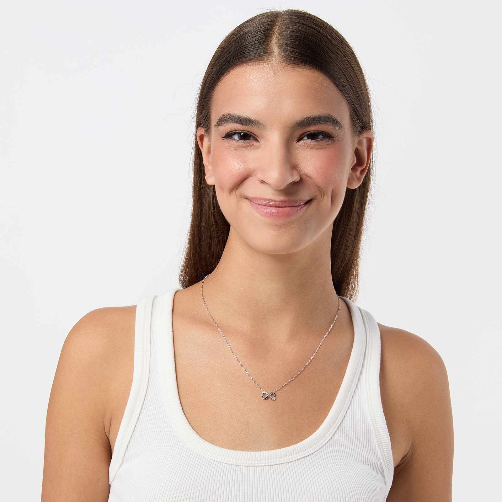 Halsband i äkta silver - infinitysybol/hjärtan, 42+3cm