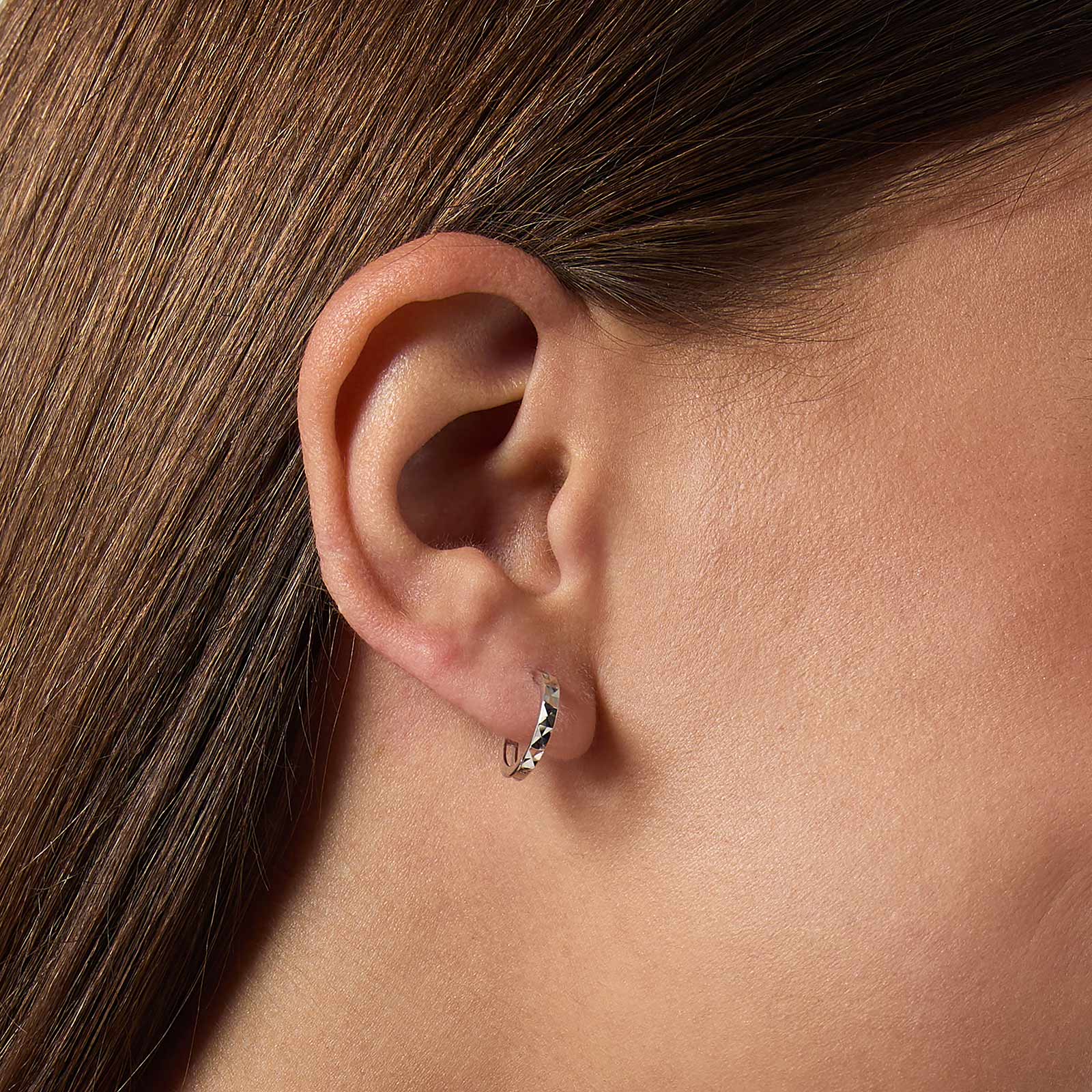 Hoops i äkta silver - mönstrad yta, 12mm