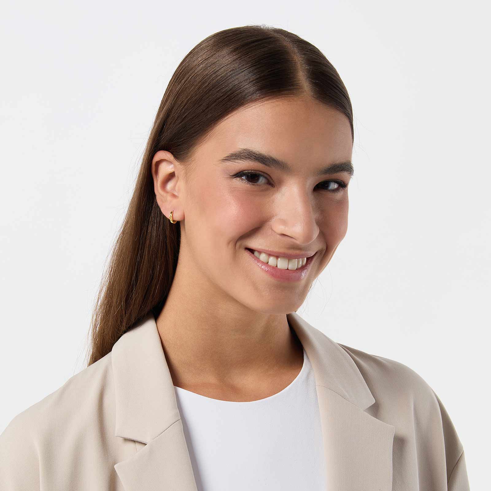 Guldpläterade hoops i äkta silver - mönstrad yta, 10mm