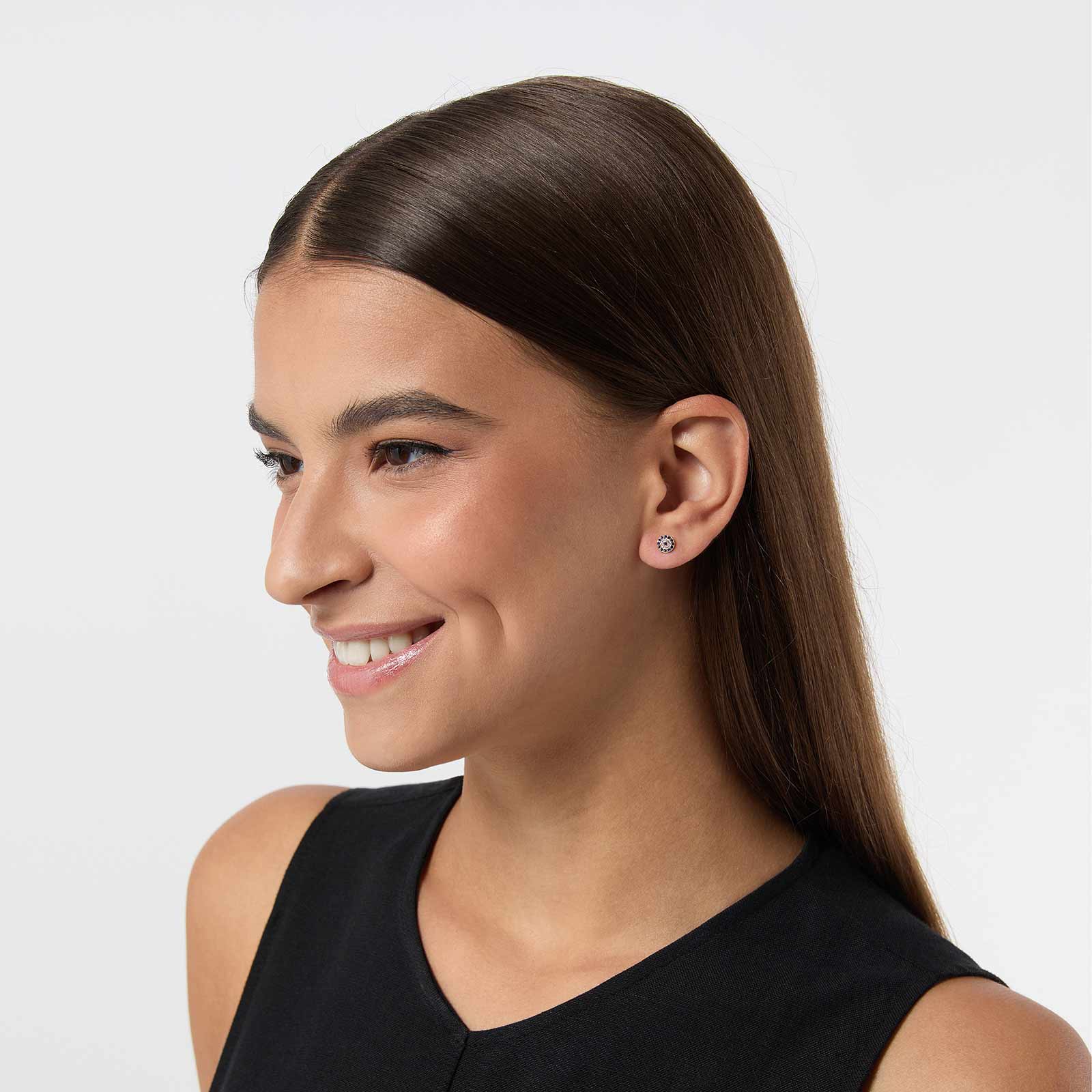 Guldpläterade örhängen i äkta silver - blå/vita stenar