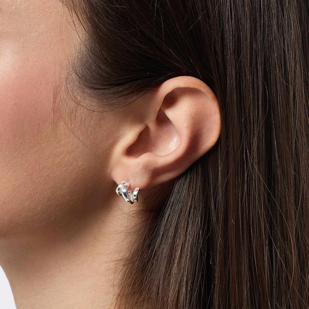 Örhängen i äkta silver - tre bågar