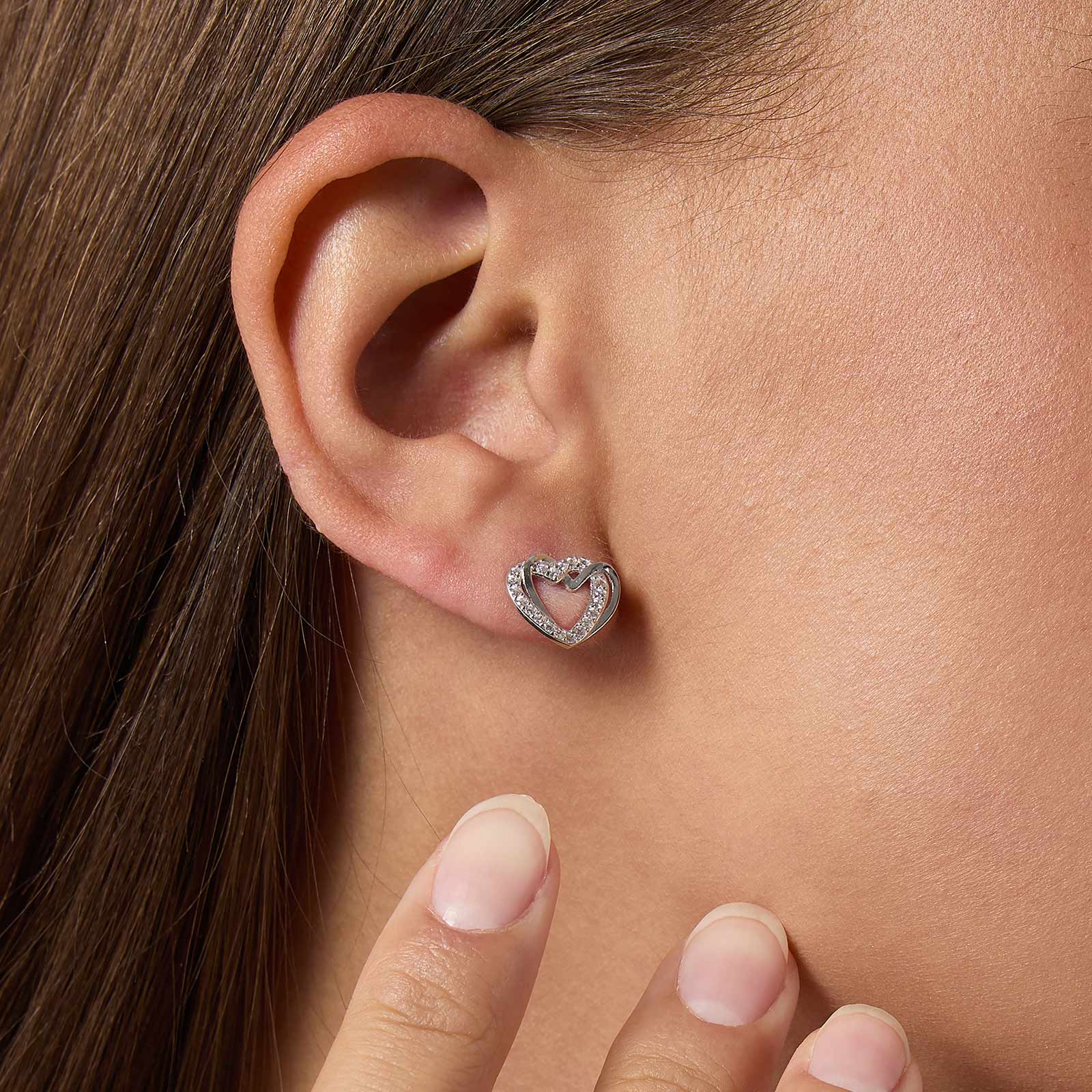 Örhängen i äkta silver - dubbla hjärtan