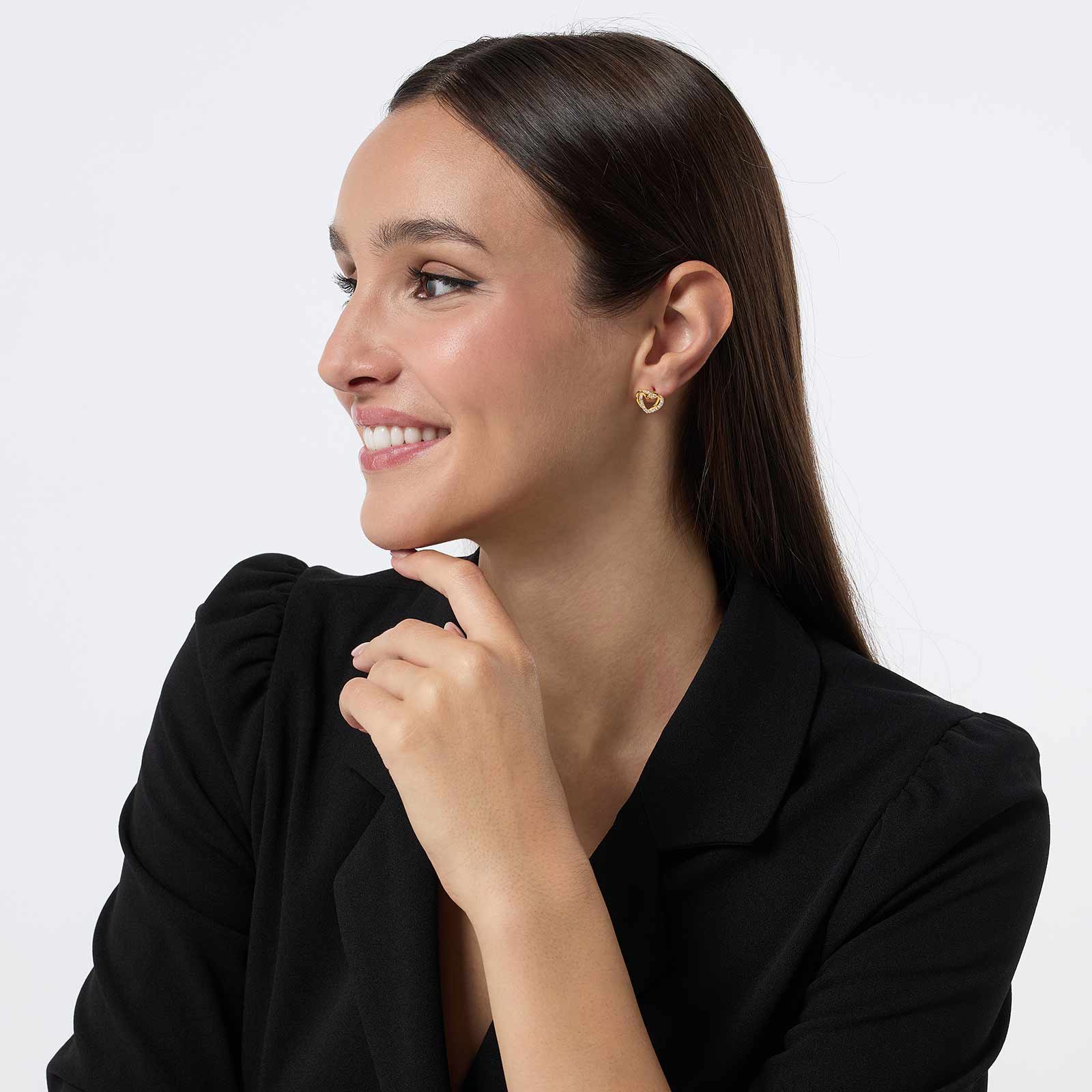 Guldpläterade örhängen i äkta silver - dubbla hjärtan