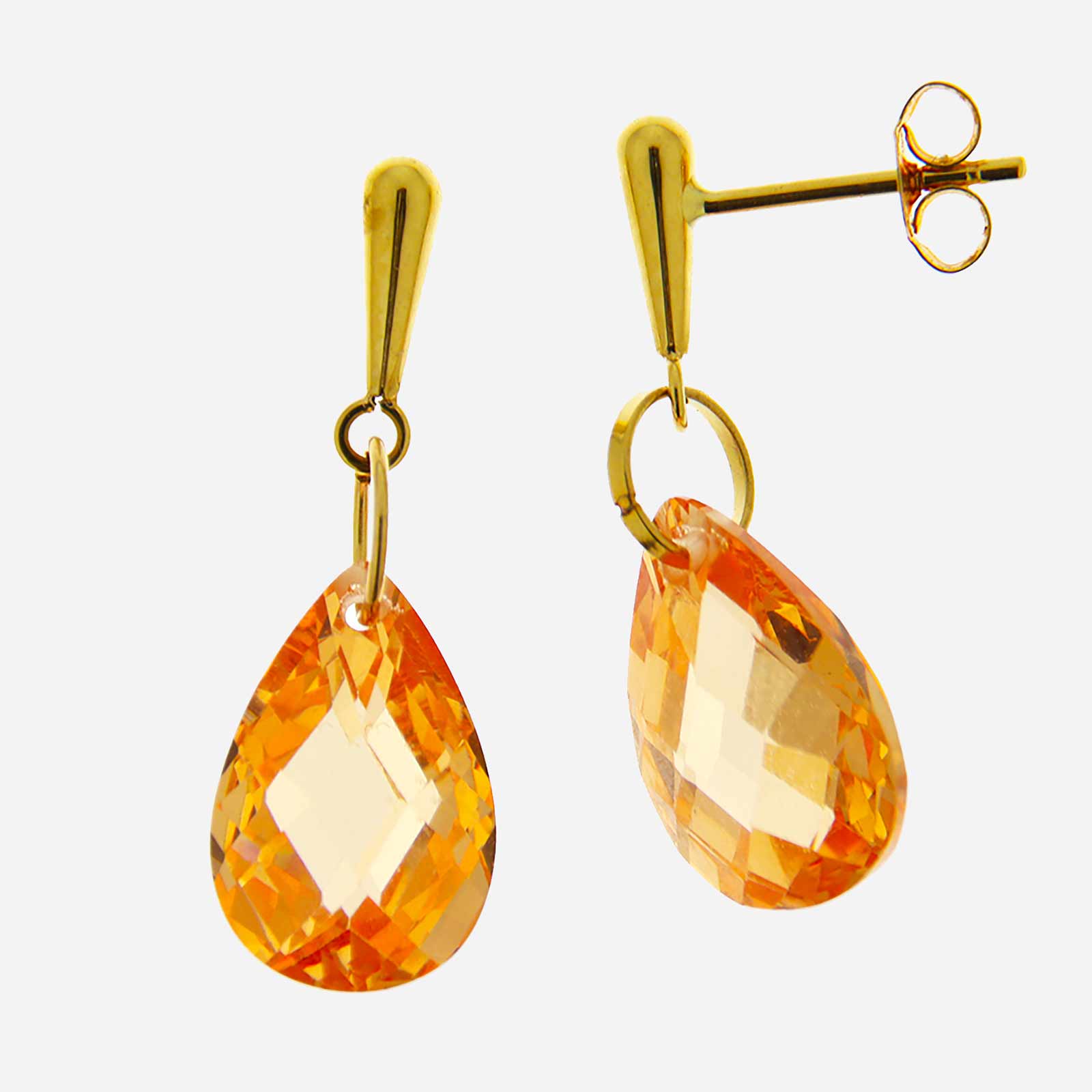 Örhängen 18k guld - orange droppar