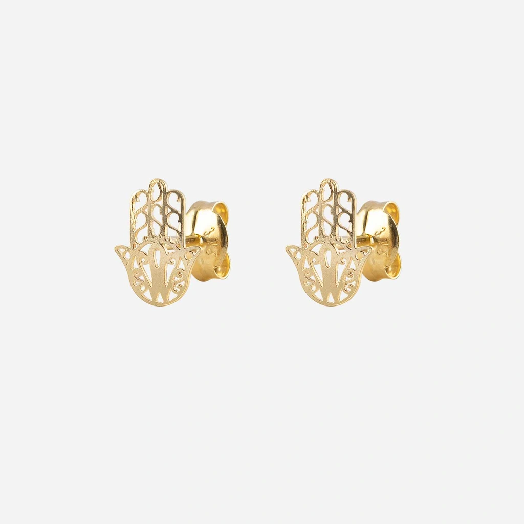 Örhängen 9k guld - Fatimas hand 6x8 mm