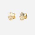 Örhängen 9k guld - Fatimas hand 6x8 mm